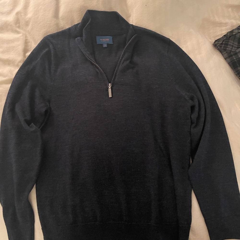 Men's Black Half-Zip Sweater merino wool